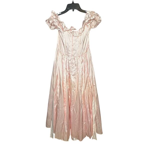 Gunne Sax 80’s Style Vintage Pink & White Striped Dress Gown Juniors Size 7 - Picture 1 of 14